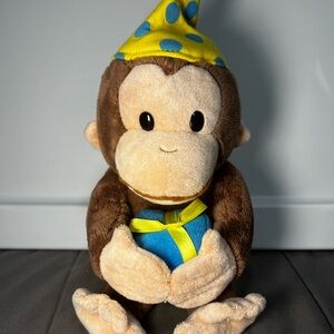 GUND Curious George Rare Plush 14” Birthday Hat Present  Universal Studios